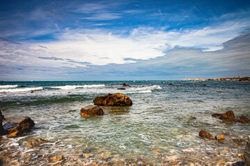 stretch of coast mediterranean sea italian tourist area beatiful clean sea