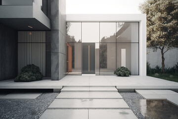 Luminous entrance with large glass house IA