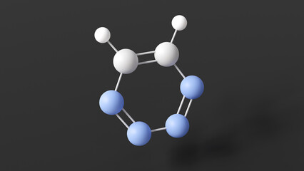Obraz premium tetrazine molecule, molecular structure, 1,2,3,4-Tetrazine, ball and stick 3d model, structural chemical formula with colored atoms