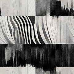Seamless black and white striped fabric. AI generative art.