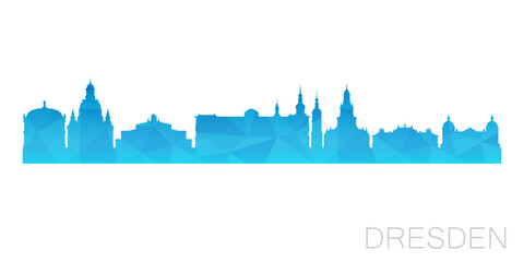 Dresden, Germany Low Poly Skyline Clip Art City Design. Geometric Polygon Graphic Horizon Icon. Vector Illustration Symbol.