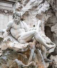 Detail of the Fountain of the Four Rivers in Piazza Navona in Rome