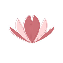 Lotus flower. Simple flat vector design with outlines.