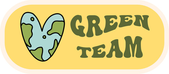 Groovy y2k retro eco cartoon sticker png. Happy earth day ecology sticker or label design. Environment day trendy badges. Isolated on transparent background. Ecological vector illustration