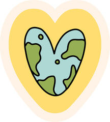 Groovy y2k retro eco cartoon sticker png. Happy earth day ecology sticker or label design. Environment day trendy badges. Isolated on transparent background. Ecological vector illustration