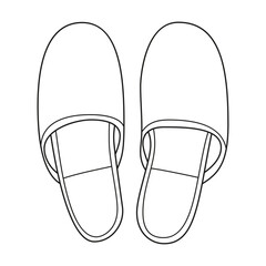 Home slippers vector icon. Pair of shoes on white background handdrawn