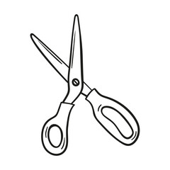 Vector scissors icon on white background. Sketch style design icon.