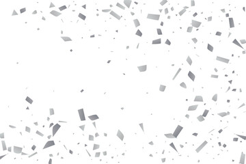 Silver glitter confetti on a white background. Decorative element.