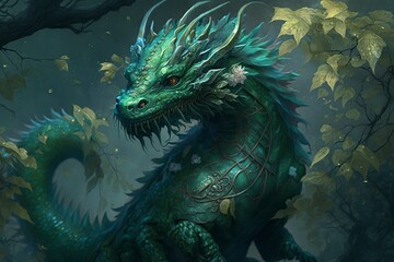 Fototapeta na wymiar illustration, a dragon, generative ai