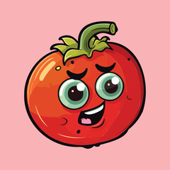 Smiling Tomato Cartoon, Laughing Vegetable Illustration