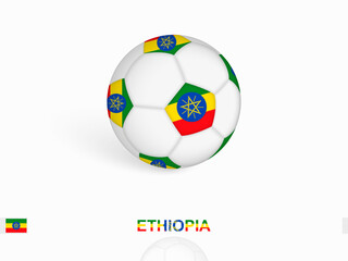 Obraz premium Soccer ball with the Ethiopia flag, football sport equipment.