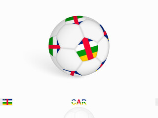 Obraz premium Soccer ball with the Central African Republic flag, football sport equipment.
