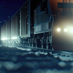 Cargo train in night  © Vladyslav