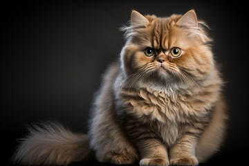 Fototapeta na wymiar Magnificent Persian Breed Cat on a Mysterious Dark Background