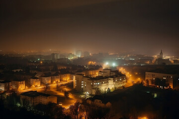 Fototapeta na wymiar Night city panorama. AI Generated