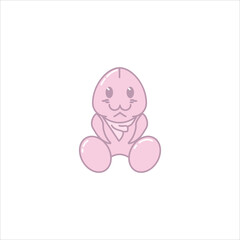 penis pink cartoon illustration isolated on white background
