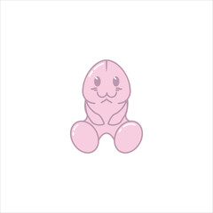 penis pink cartoon illustration isolated on white background