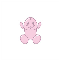penis pink cartoon illustration isolated on white background
