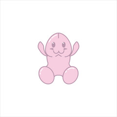 penis pink cartoon illustration isolated on white background