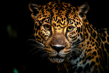 Fototapeta na wymiar Jaguar in a dark forest, AI Generated