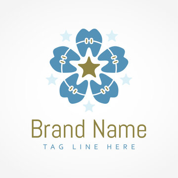 Teeth Braces Star Dental Logo
