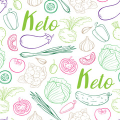 Seamless pattern with vegetables for the keto diet.