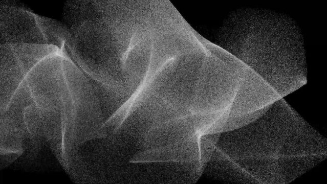 Murmuration simulated using particle physics. Loops
Clouds of particles whirling around.