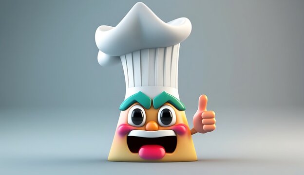 Chef or cook cartoon face yellow in chef hat giving perfect or good hand gesture icon. Generative Ai