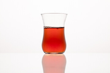 Fototapeta na wymiar Traditional Turkish tea glass with tea.