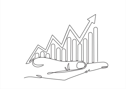 continuous line drawing of a hand showing growth graph