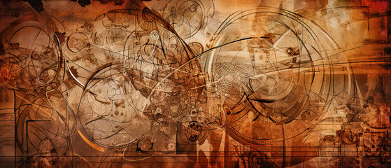 generative ai illustration of a background pattern in the style of Leonardo da Vinci - obrazy, fototapety, plakaty