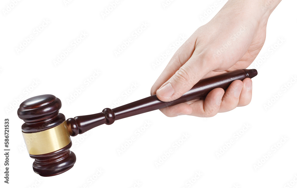 Canvas Prints hand with judge's gavel, cut out