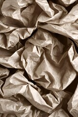 Texture or background of brown packaging crumpled paper AI simulation.