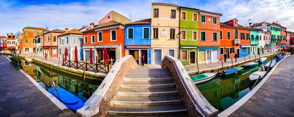 famous colorful facades in Burano - Italy