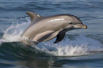 Dolphin - Oceans worldwide - A group of marine mammals known for their intelligence and playful behavior. They are threatened by habitat loss and bycatch in fishing nets (Generative AI)