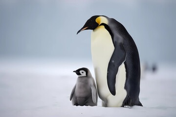 Fototapeta na wymiar Emperor Penguin - Antarctica - The largest penguin species, with males incubating eggs on their feet in extreme cold temperatures (Generative AI)