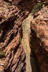 Petra, Jordan A dry river bed seen from above.