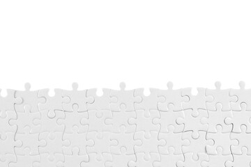 White jigsaw puzzle pieces isolated png with transparency for template and background
