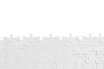 White jigsaw puzzle pieces isolated png with transparency for template and background