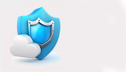 Cloud storage. The banner is white. Internet data protection.