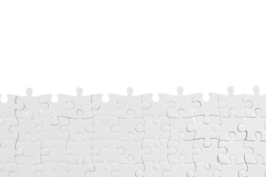 White jigsaw puzzle pieces isolated png with transparency for template and background - Powered by Adobe