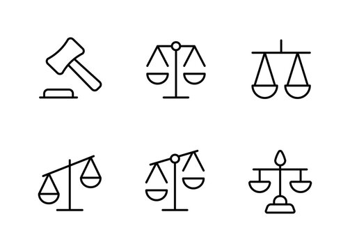 Auction Hammer, Libra, Gavel, Judge Gavel, Law Icon Vector. Court Tribunal Symbol - Stock Vector. Can Be Used For Web, Logo, UI/UX, App.	