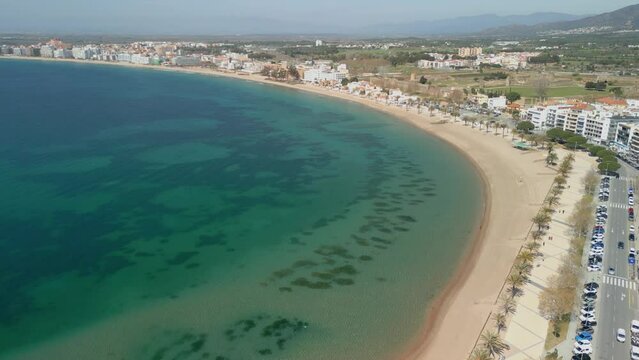 Aerial images of roses in the Costa Brava of Girona tourist city and beach Figueras Empuriabrava European tourism in Spain