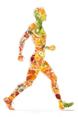 Human body silhouette made of healthy food. Generative AI