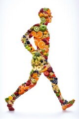 Human body silhouette made of healthy food. Generative AI