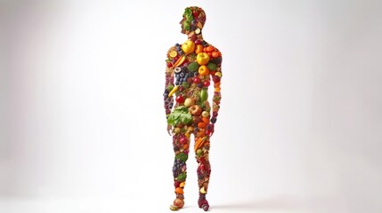 Obraz premium Human body silhouette made of healthy food. Generative AI
