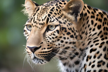 Fototapeta na wymiar Leopard - Africa and Asia - A large and powerful predator known for its distinctive spots and hunting behavior. They are threatened by habitat loss and hunting (Generative AI)