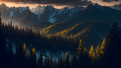 sunrise in mountains by AI