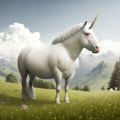 Obraz na płótnie Canvas white unicorn on field