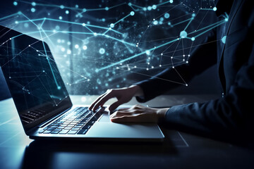 Modern computer technology network. Generative AI